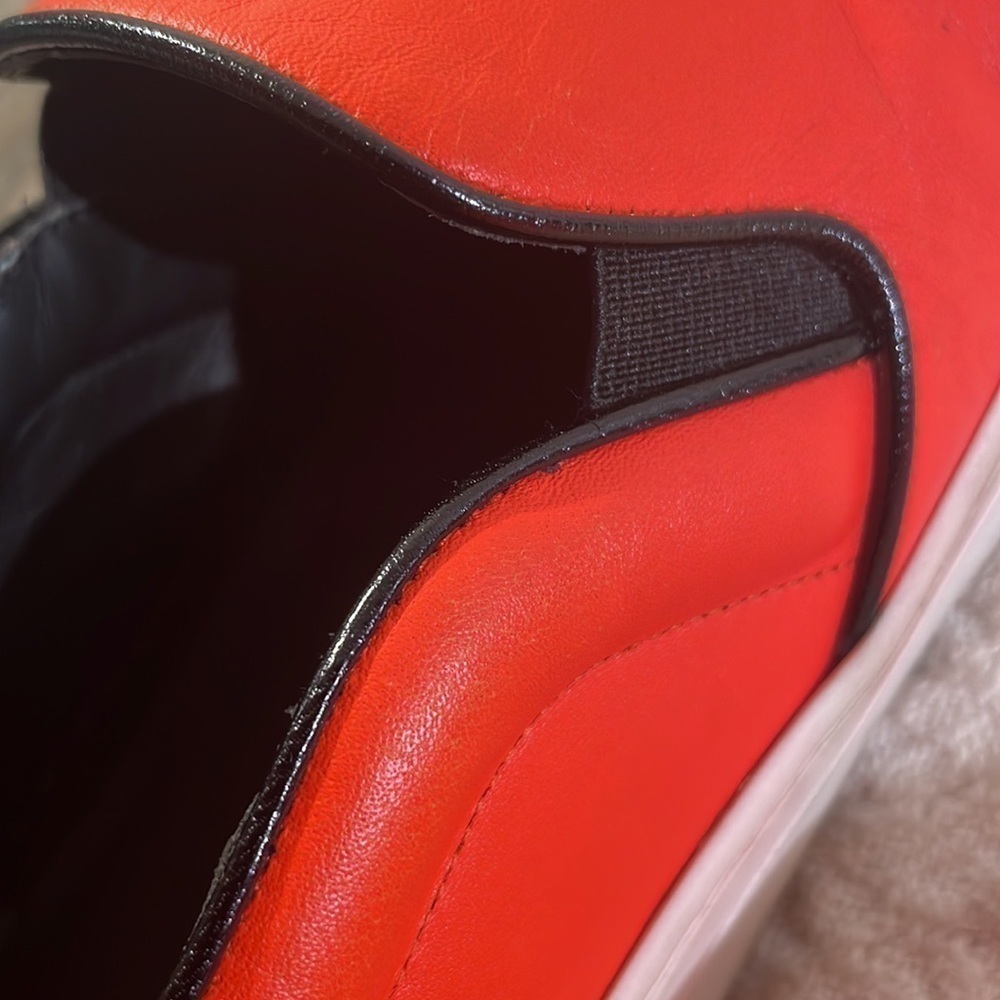 CELINE Athletic Slip On Orange Leather Slides Platform Structured Sneakers - Picture 8 of 10